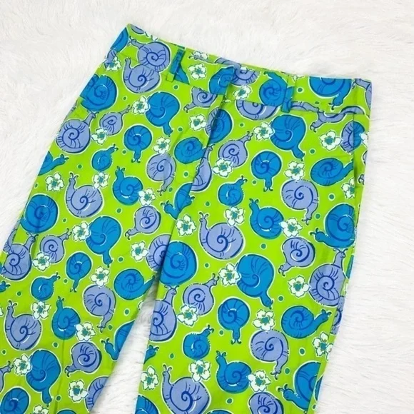 Lilly Pulitzer Vintage Snail Escargot Print Capri Crop Pants Women’s Size 2 - Picture 2 of 8